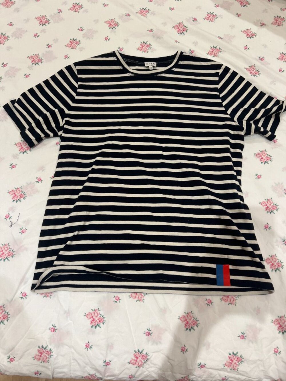 KULE The Modern Tee Navy and Cream Striped T-Shirt, Size XS - Picture 3 of 4